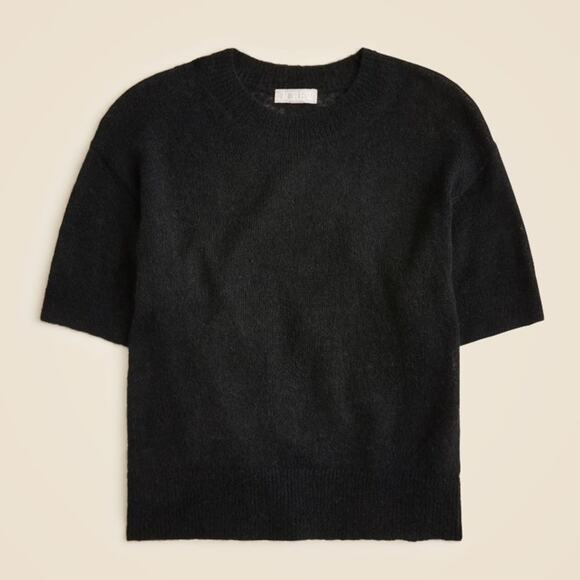 J.Crew Alpaca-Blend Oversized Sweater T-Shirt WMNS M Black Short Sleeve Crewneck - Picture 1 of 6